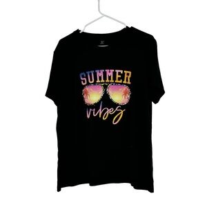 *Women’s Perout Curve Size 0X Black Polyester/Elastane “Summer Vibes” SS T-Shirt